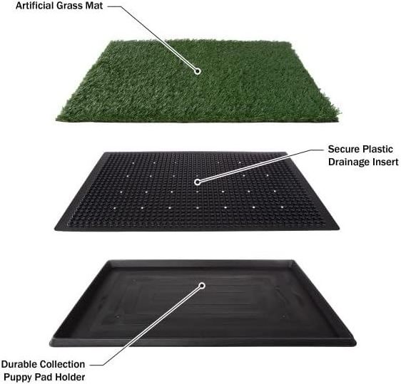 Artificial Grass Puppy Pee Pad For Dogs And Small Pets - 20x30 Reusable 3-Layer Training Potty Pad With Tray