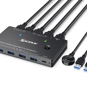 Kceve KVM8201 8K USB 3.0 KVM Switch HD 2 Port 8K@60Hz 4K@120Hz for 2 Computers Share 1 Monitor and 4 USB 3.0 Devices