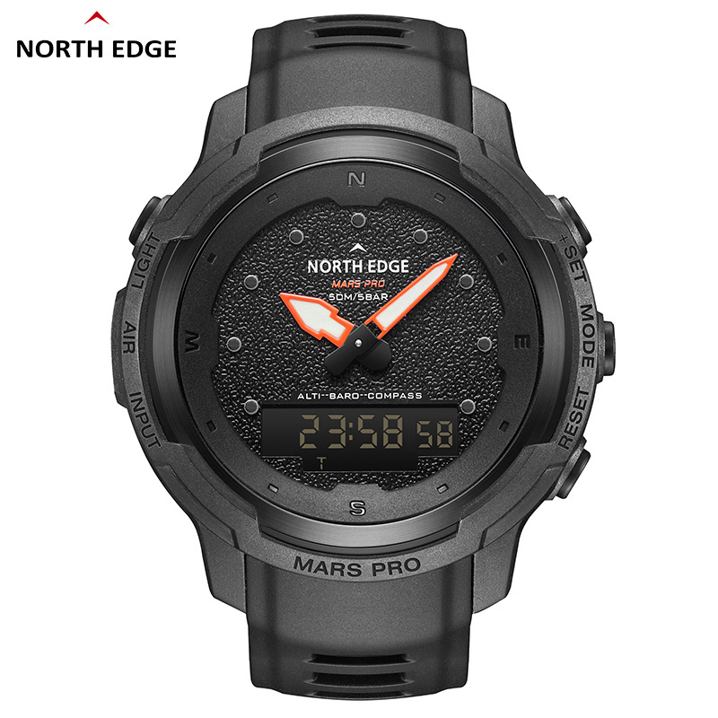 NORTH EDGE MARS Pro Men's Sports Digital Watch Carbon Fiber Case Watches Altimeter Barometer Compass Waterproof 50M