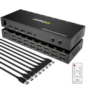 AIMOS  HD  7 KVM Switch, 8 in 1Out USB2.0 HDMI KVM Switcher Box Support 4K@30Hz for 8 PC Share Keyboard and Mouse, Compatible