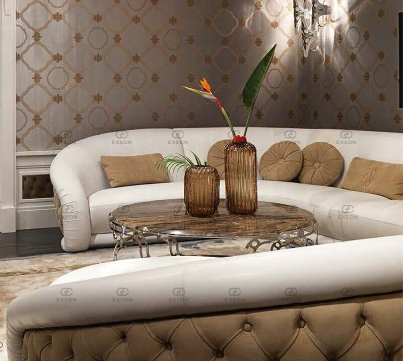 Modern Curved Half Moon U-shaped Sofa Set Living Room Round Furniture Tufted Round C-shaped Fabric Sofa