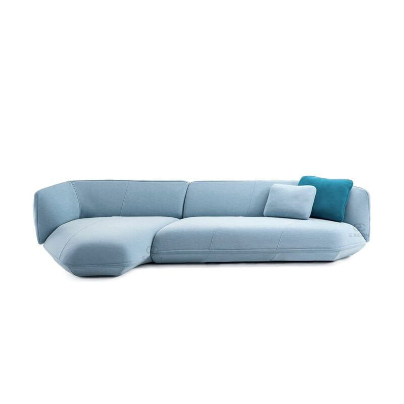 Italian Style Sofa Modern Minimalist Blue Velvet Corner Large Apartment Designer Living Room Furniture