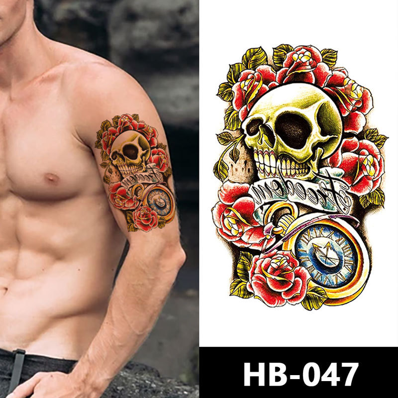 Hot Selling no pain tattoo sticker skull design  half arm back waterproof custom tattoos