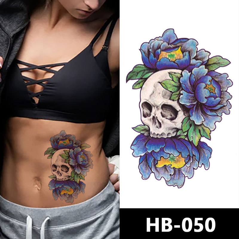 Hot Selling no pain tattoo sticker skull design  half arm back waterproof custom tattoos