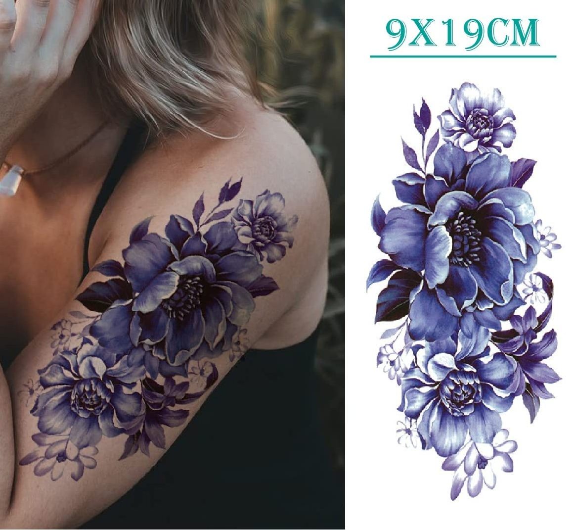 Flower Temporary Tattoos For Women Rose Cherry Peony Peach Blossoms Tattoo Body Art Adult Waterproof Stickers