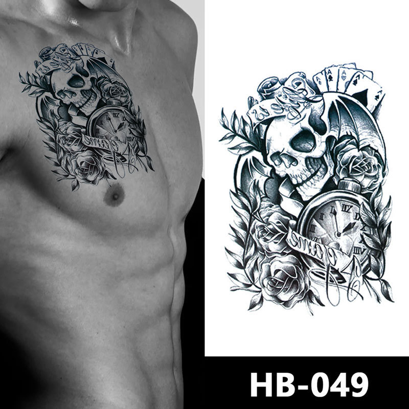 Hot Selling no pain tattoo sticker skull design  half arm back waterproof custom tattoos