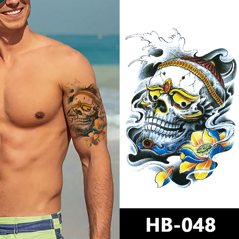 Hot Selling no pain tattoo sticker skull design  half arm back waterproof custom tattoos