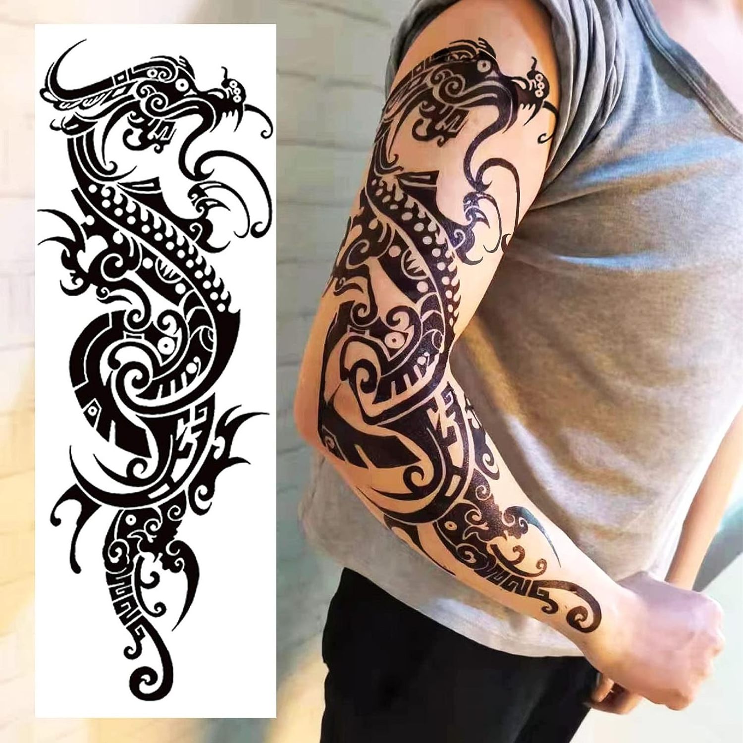 Full Arm Temporary Tattoos for Men Tattoos with Skull Half Sleeve Tattoos Temporary Realistic Adult