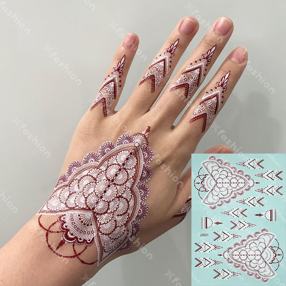 Customized Wedding Body White Brown Temporary Tattoo Sticker Henna Designs Henna Sticker