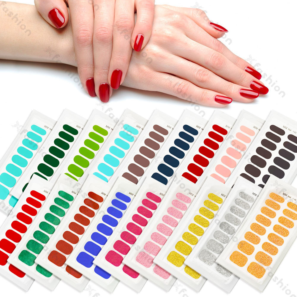 2023 Factory Hot Selling Non-Toxic Semi Cured Polish Strips Colorful Designs Nail Polish Wraps Stickers