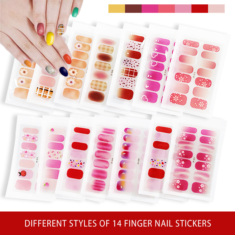 Custom Private Label Wholesale Nail Wrap With Packaging Various Color Easy To Use suit Nail Stickers set