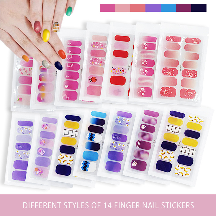 Custom Private Label Wholesale Nail Wrap With Packaging Various Color Easy To Use suit Nail Stickers set