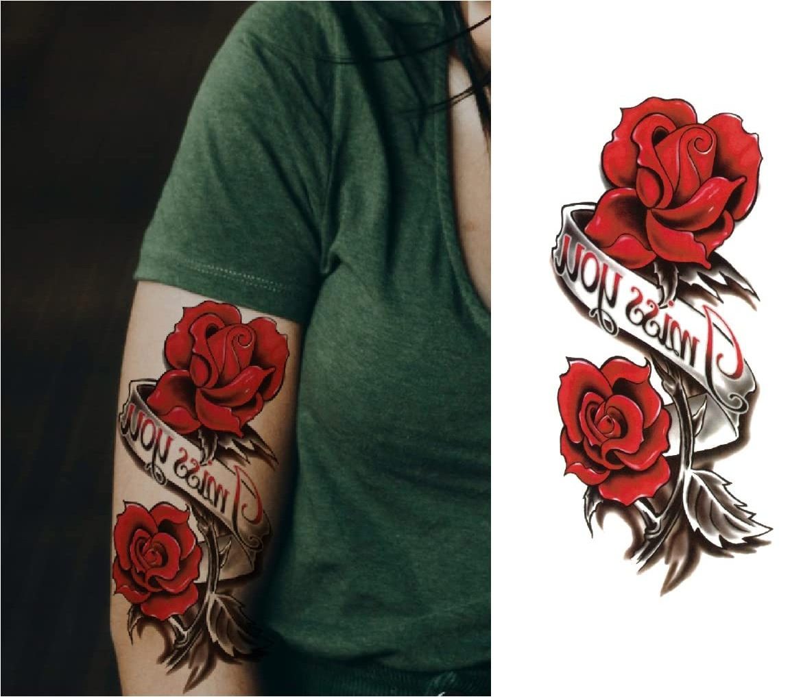 Flower Temporary Tattoos For Women Rose Cherry Peony Peach Blossoms Tattoo Body Art Adult Waterproof Stickers