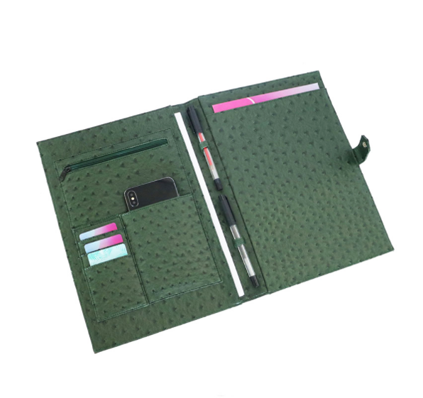 faux leather A4 size zipper padfolio conference office folder business document portfolio