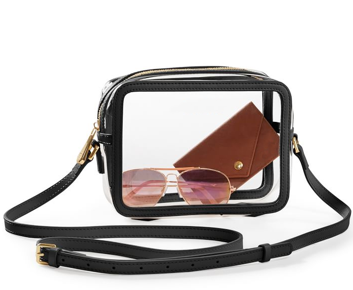 simple design black transparent sling bag pvc leather women  clear crossbody bag