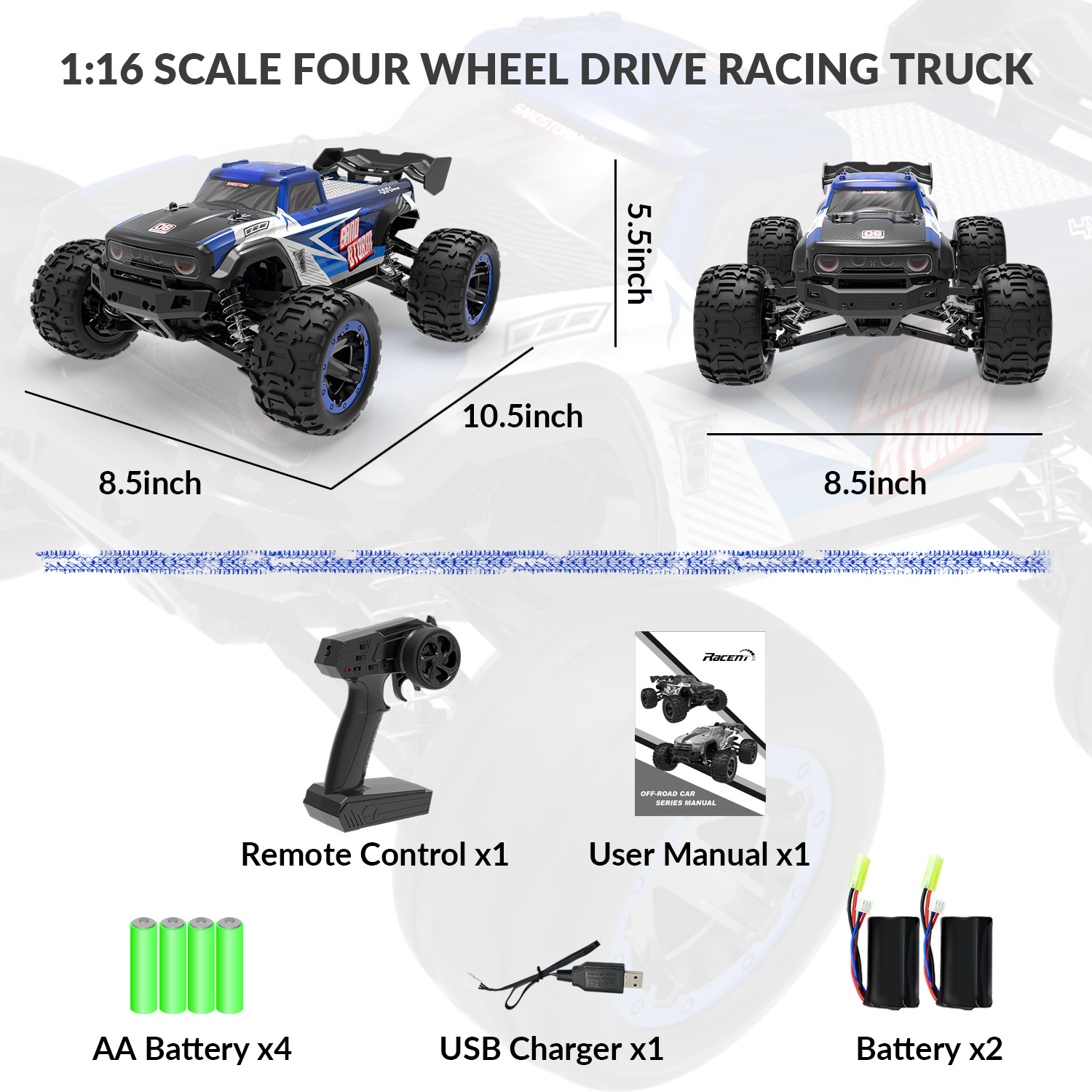 Hot Selling 1 16 remote control High Speed RC Cars 4WD 4x4 Off Road 2.4G  Big Wheels Radio Control Hobby truck