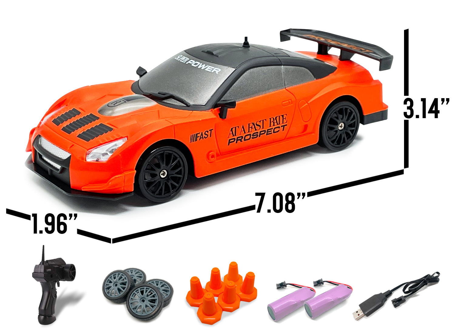 Mini RC Drift Car 1/24 2.4GHz Remote Control orange High Speed Race Drifting Toy Cars with Headlight for Boys Girls Adults Gift