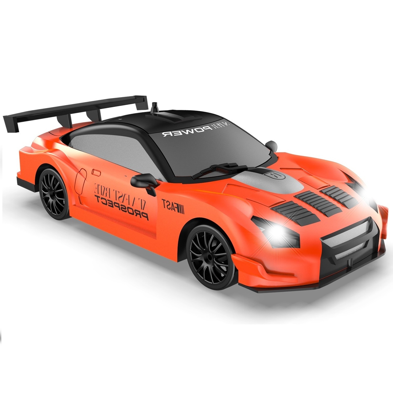 Mini RC Drift Car 1/24 2.4GHz Remote Control orange High Speed Race Drifting Toy Cars with Headlight for Boys Girls Adults Gift