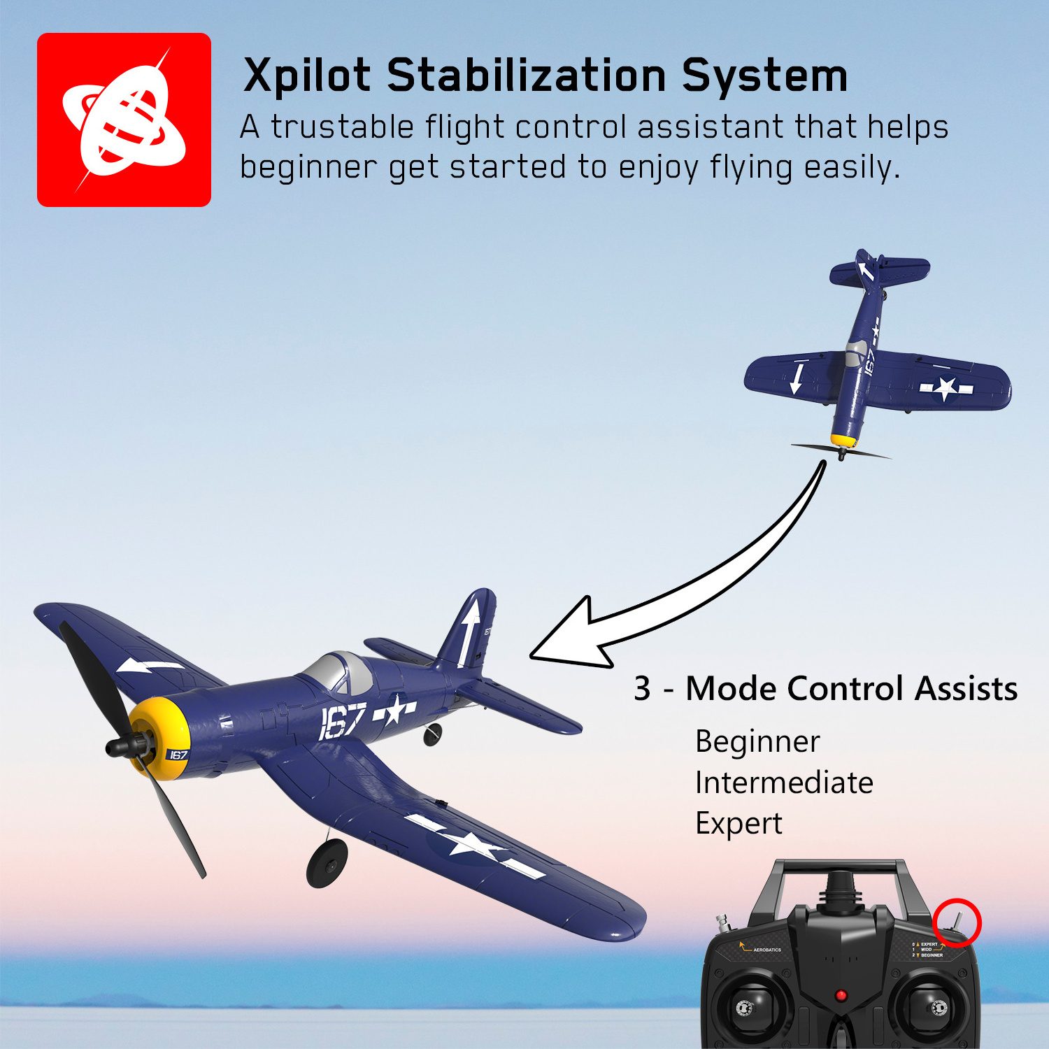 VOLANTEXRC RC plane F4U 2.4Ghz 4-CH Remote Control foam Aircraft Ready to Fly with gyro radio control airplane for Beginner