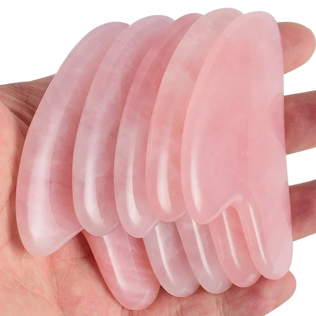 Hot Selling Anti Aging Natural Stone Rose Quartz Gua Sha For Massage Face Skincare Massager Facial Tool Crystal Facial Beauty