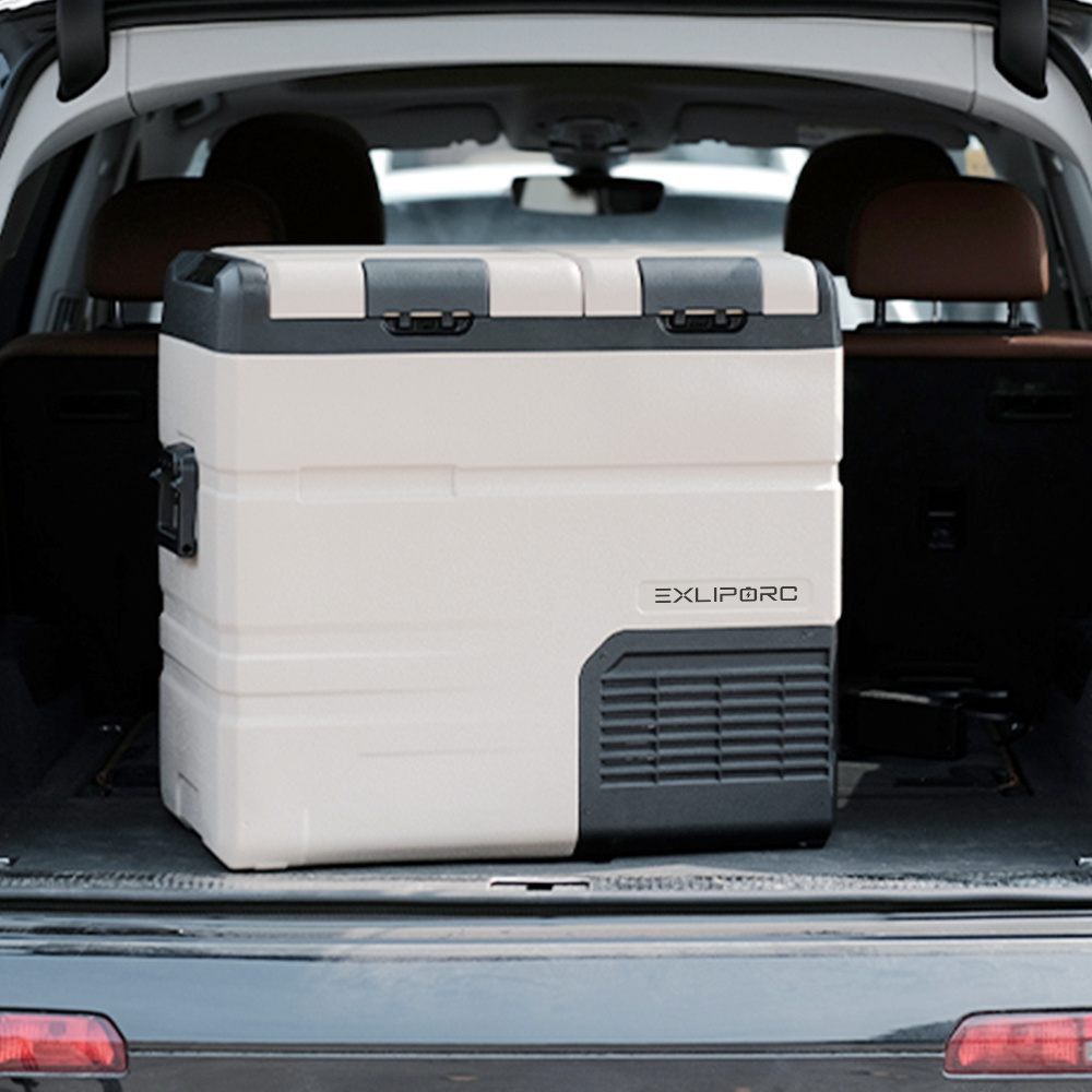 Exliporc 12V Car Fridge Freezer 60W 55L Portable Car Refrigerator Home Mini Fridge Outdoor Camping Refrigerator