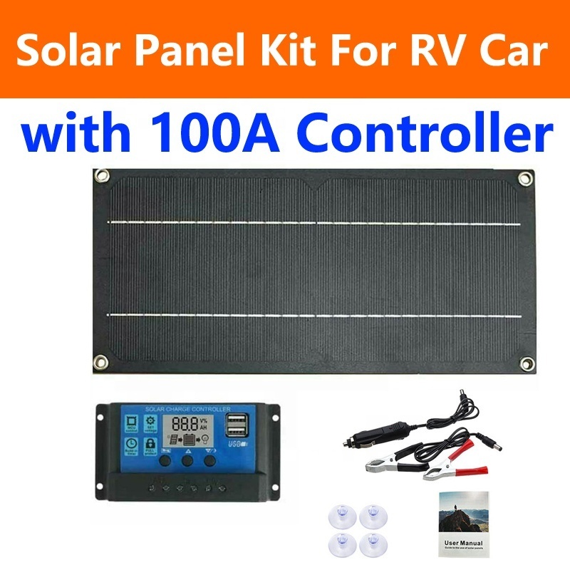 Tiktok RV Car power supply 6W Solar Panel Kit battery Trickle charger Maintainer with 100A charge Controller 18V For RV Boat