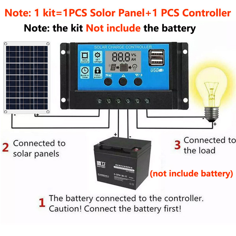 Tiktok RV Car Emergency power supply 12W Mono Solar Panel Kit battery charger with 100A Controller 12V For RV Car Boat Camper