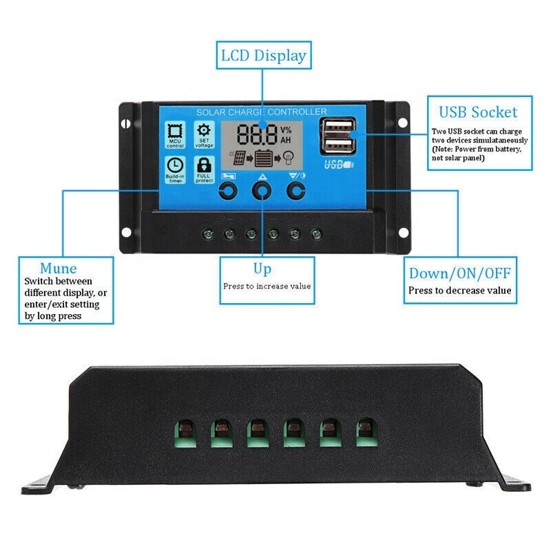 Wholesale 2023 trending items 100A PWM Solar charge Controller Intelligent Regulator 12V 24V with LCD Display & Dual USB Port