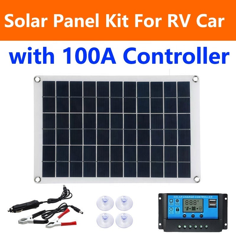 Tiktok Trickle charger 20W Solar Panel Kit Car battery charger Maintainer with 100A Charge Controller 18V For RV Car Marine