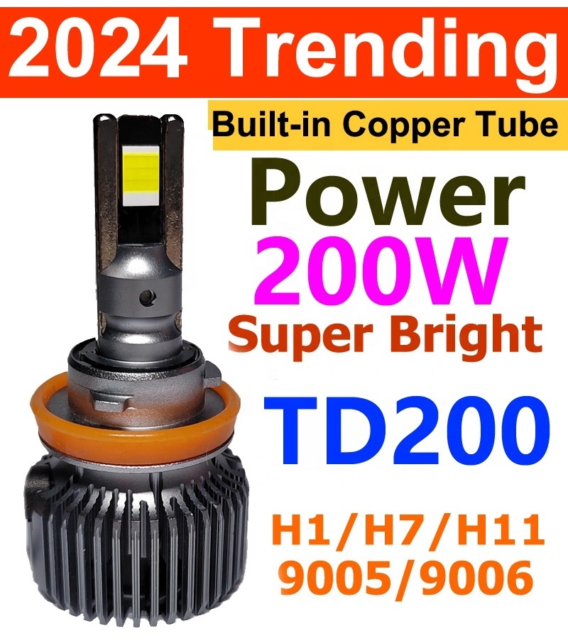 2024 Tiktok trend in Iraq H11 LED Bulbs Halogen Light Color 800% Super Brighter TD200 H11 Car lamp 200W Led light Headlight Bulb