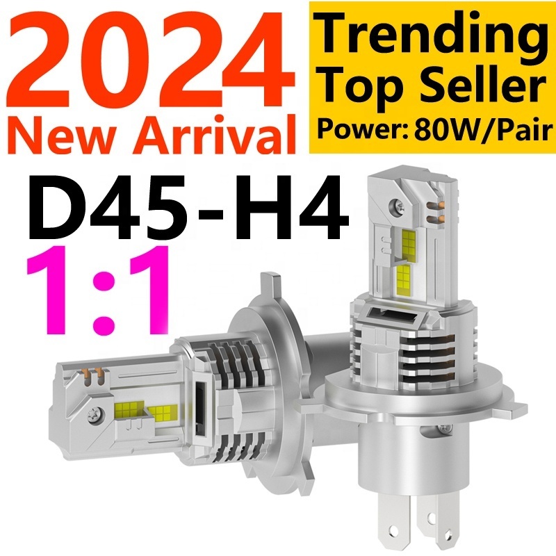 2024 hot H4 1:1 All in One 80W 1-Pipe Auto Lamp D45 9003 Car Light Headlamp avto LED Headlight Bulb 2024 trend hot in Japan