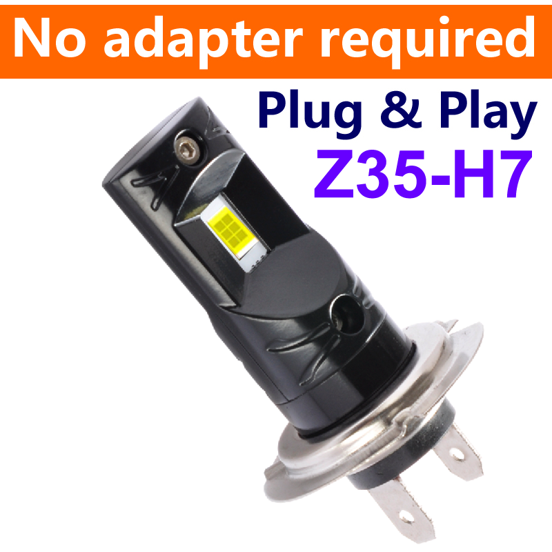 2PCS 1:1 plug & play H7 fanless lamp Z35 auto headlamp car light led headlight bulb for motorcycle for Honda & Yamaha & Kawasaki