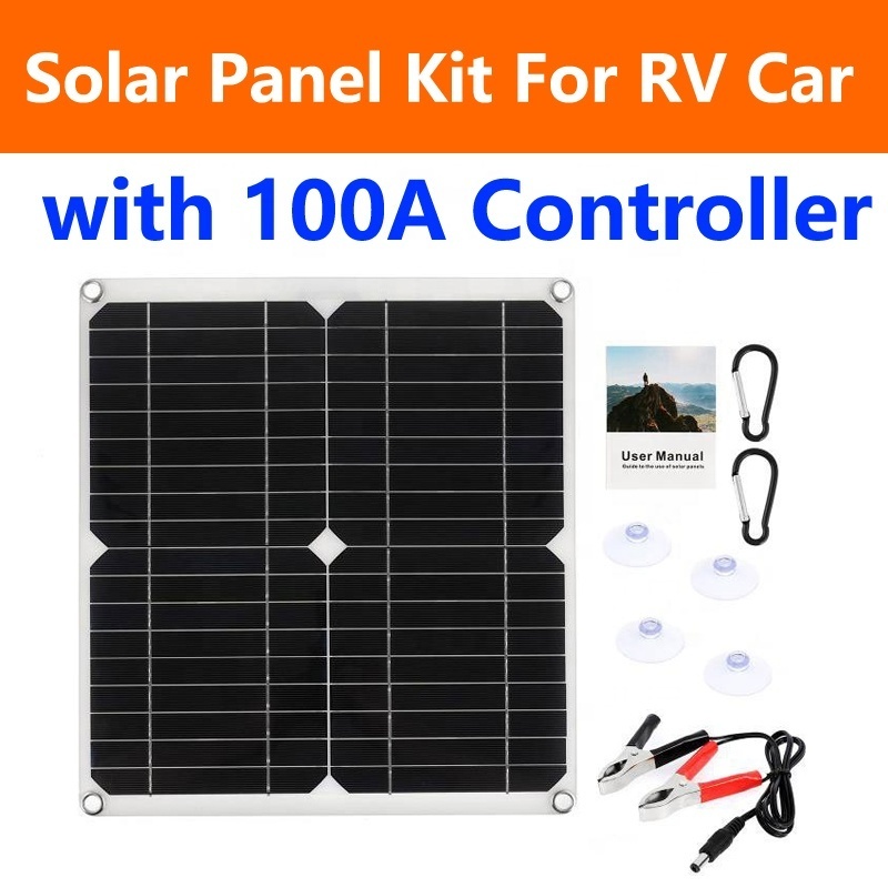 Tiktok Portable 25W Mono Solar Panel Kit avto auto Trickle battery charger Maintainer with 100A Controller 15V For RV Car Boat