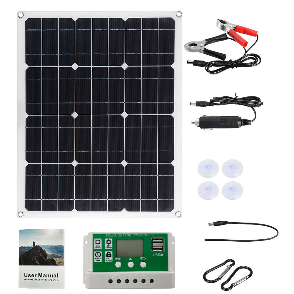 Tiktok RV Car power supply 40W Mono Solar Panel Kit battery Trickle charger Maintainer with 100A Controller 18V For RV Car Boat