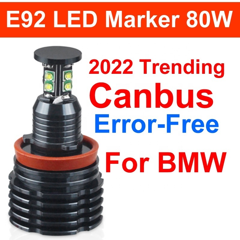 2024 tiktok trending car accessory Best seller E92 H8 Canbus Error-Free 80W Angel Eyes LED marker light Bulbs Angel Eye for BMW