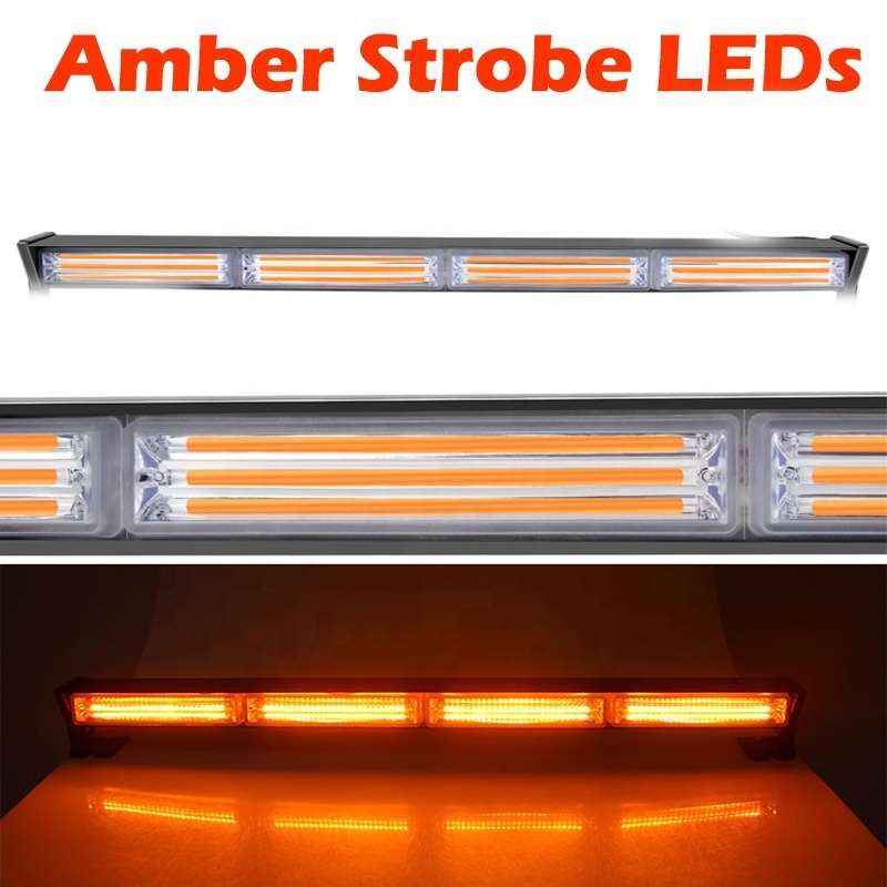 2024 Trend hot sale 4LED 40W 12V-24V COB LED Strobe traffic advisor Light Bar with suction Amber Flashing Emergency Warning Lamp