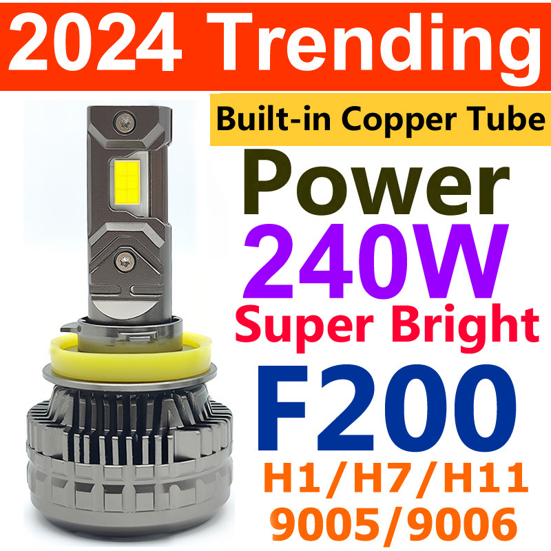 2024 trend in Vietnam F200 Pro 50000LM H8 H11 240W Car Lights LED Headlight Bulb 300W Avto lamp /Power Adjustable/with Display