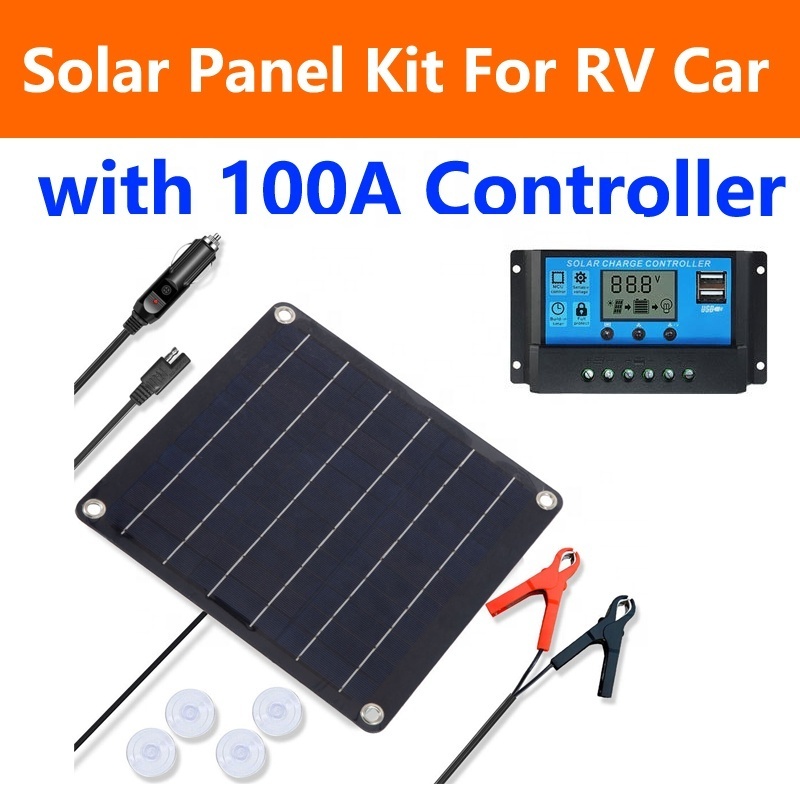 Tiktok RV Emergency power supply Portable 10W Solar Panel Kit battery charger with 100A Controller 12V For RV Car Boat Camper