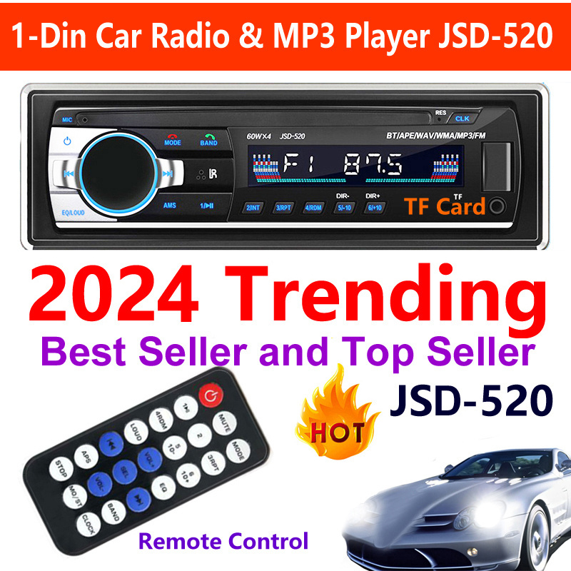 2024 trend top seller Car Audio Stereo FM Aux Input Receiver USB MP3 Radio Player JSD 520 estereos para autos radio para carro