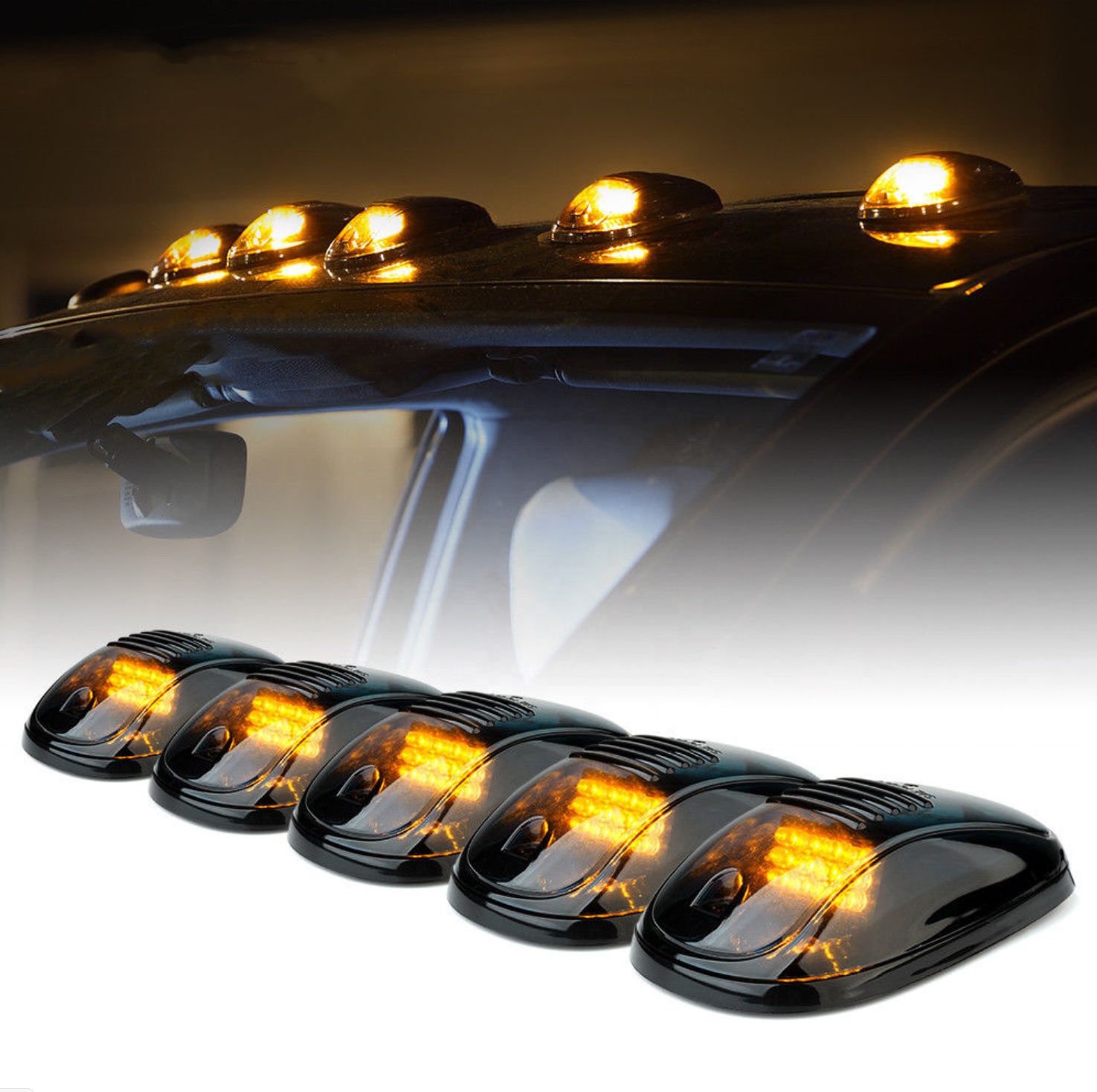 5pcs Smoked Amber / White Cab Roof Marker Running Light LED Driving For Car SUV Pick-UP for F150 for Dodge RAM truck accessories