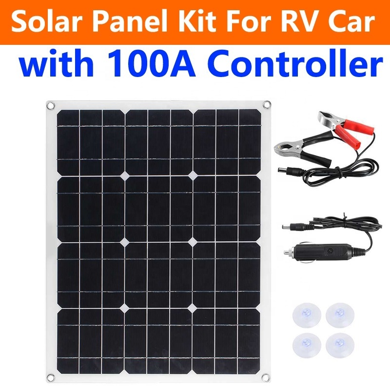 Tiktok RV Car power supply 40W Mono Solar Panel Kit battery Trickle charger Maintainer with 100A Controller 18V For RV Car Boat