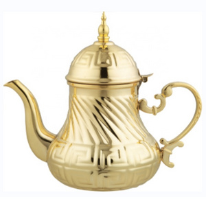 Arabia Gold Chrome Plated Tea Pot 0.8L 1.2L 1.6L 2.0L Stainless Steel Coffee Cooking Pot Metal Inox Moroccan Induction Teapot