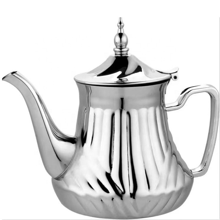 Arabia Gold Chrome Plated Tea Pot 0.8L 1.2L 1.6L 2.0L Stainless Steel Coffee Cooking Pot Metal Inox Moroccan Induction Teapot