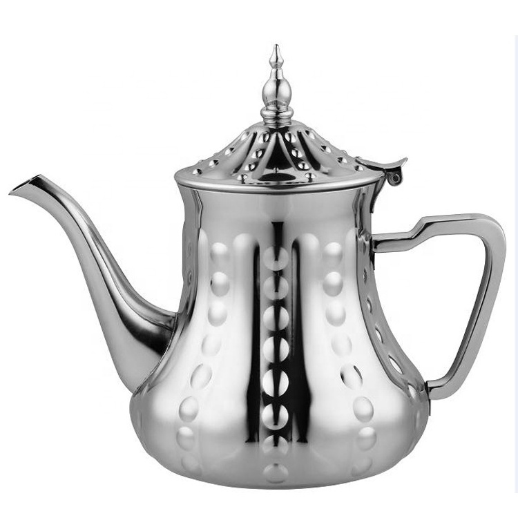 Arabia Gold Chrome Plated Tea Pot 0.8L 1.2L 1.6L 2.0L Stainless Steel Coffee Cooking Pot Metal Inox Moroccan Induction Teapot