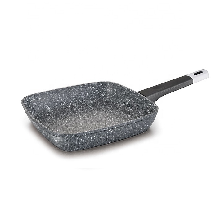 Metal Die Cast Aluminum Cookware Saucepan Square Frying Pan Granite Induction Frypan Marble Non-stick Coating Fry Pans