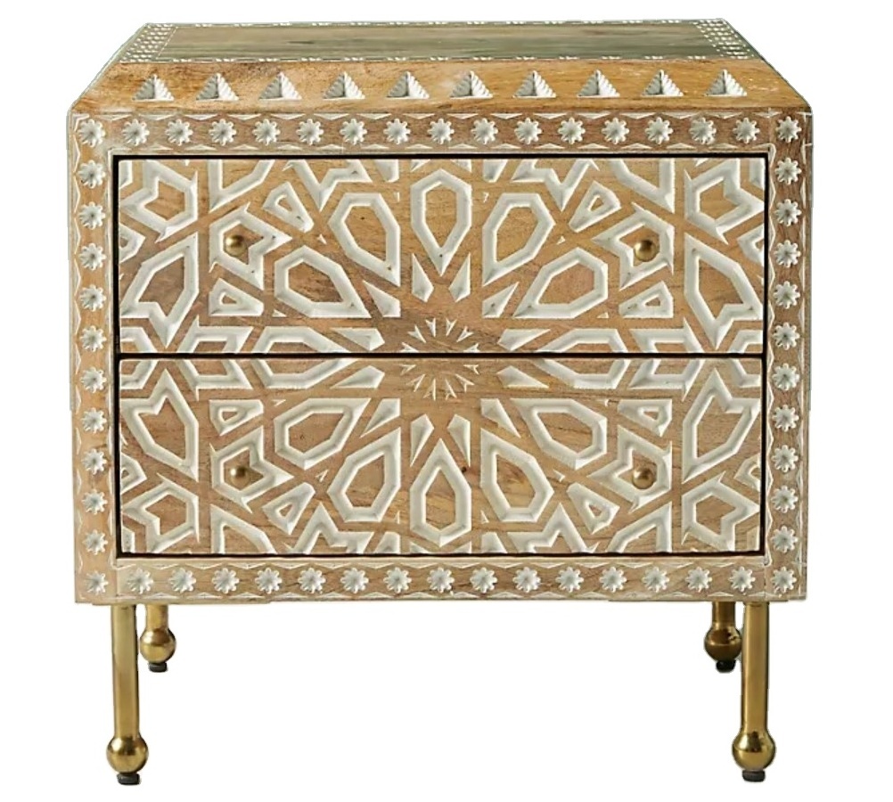 Hand carved MANGO WOODEN SIDE TABLE FOR LIVING ROOM