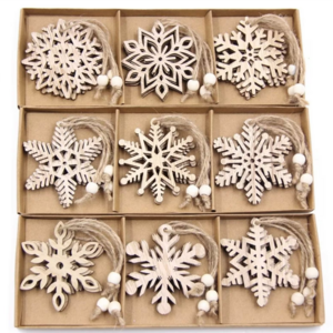 Wooden Snowflake Decorations Wooden Hanging Hollowed-out Decorations Country Christmas Tree Decorations Diy Crafts Gift Labels