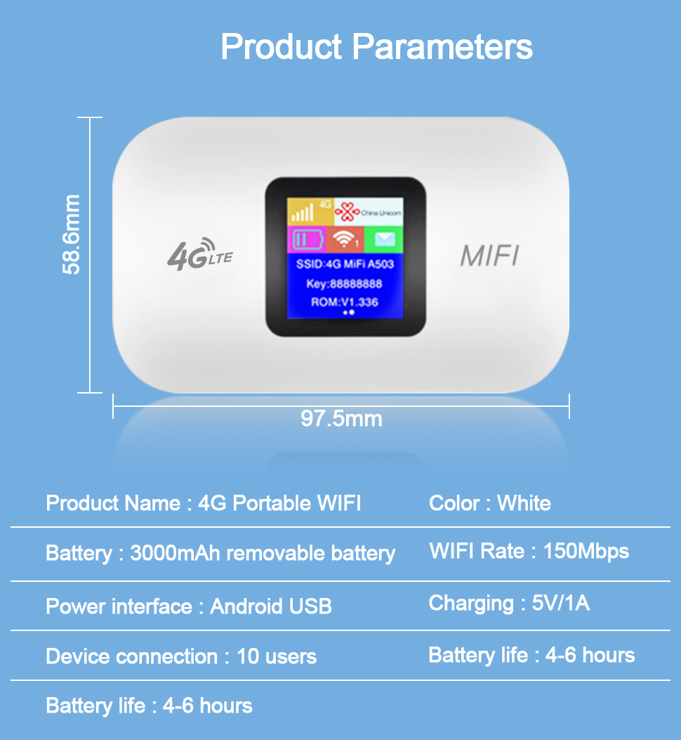 Fast Speed M19 4G Portable Mobile WiFi Router 4G Travel Router M19 4G LTE Cat4 Mobile Wi-Fi