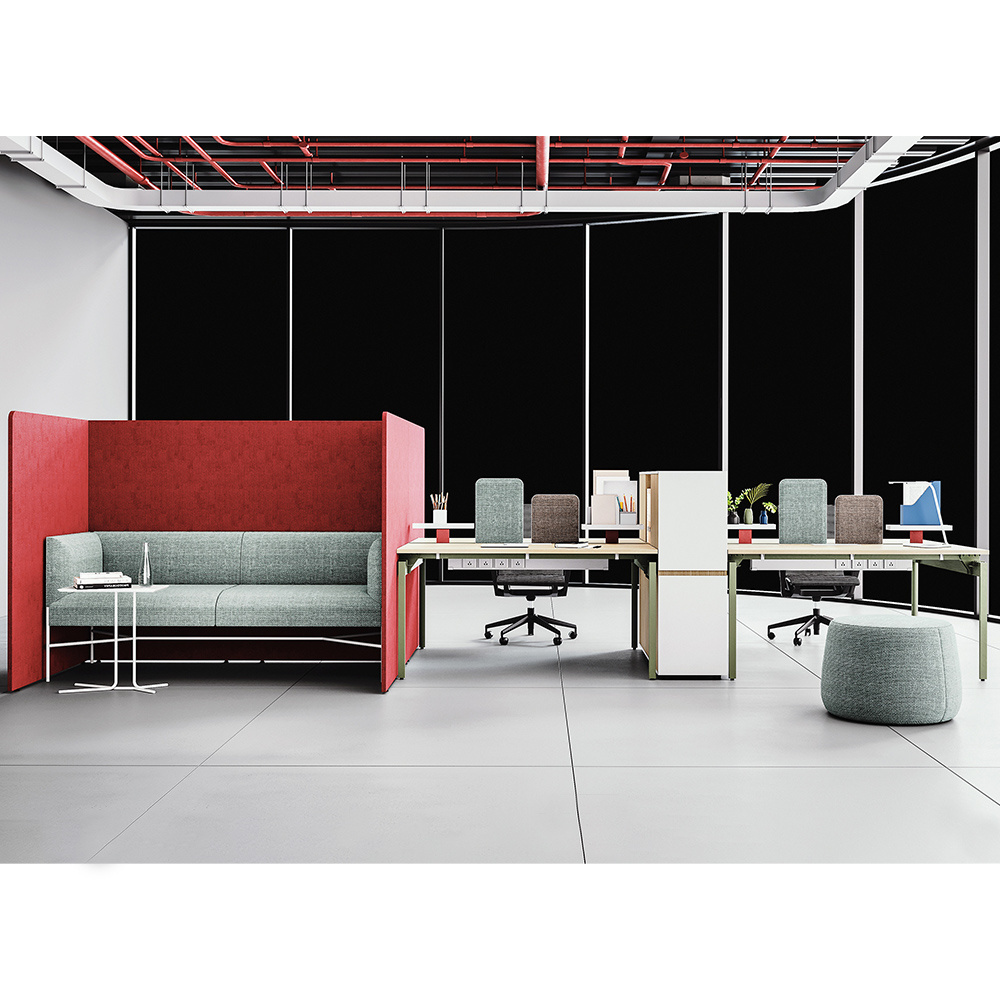 Open modern modular 4 seat office workstation cubicle office cluster desk