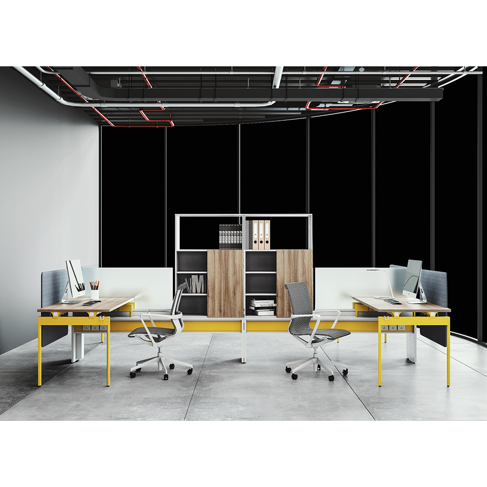 Open modern modular 4 seat office workstation cubicle office cluster desk